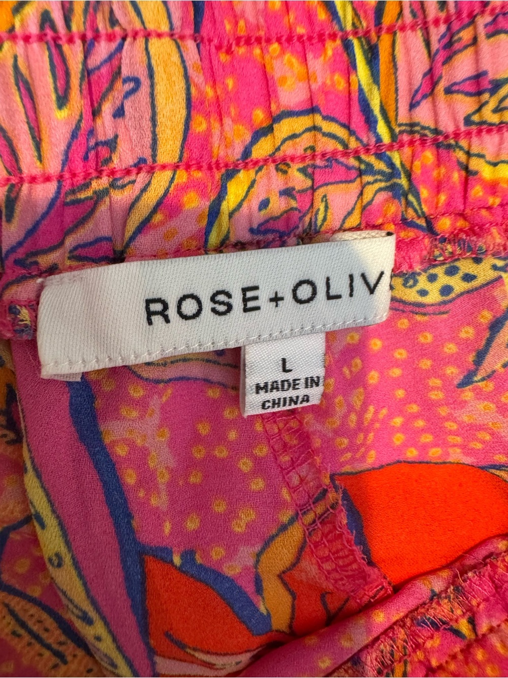 Rose + Olive Floral Matching Set Pink Blouse Size XL & Pants Size L - Picture 15 of 16